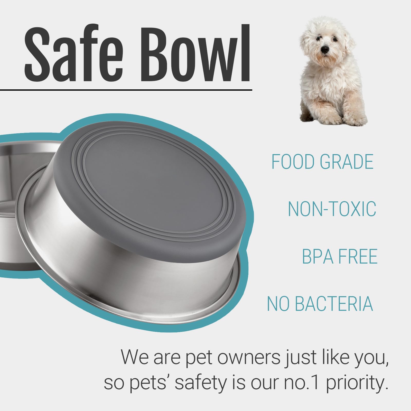 PEGGY11 Stainless Steel Dog Bowls - 3.8 Cup, 2 Pack