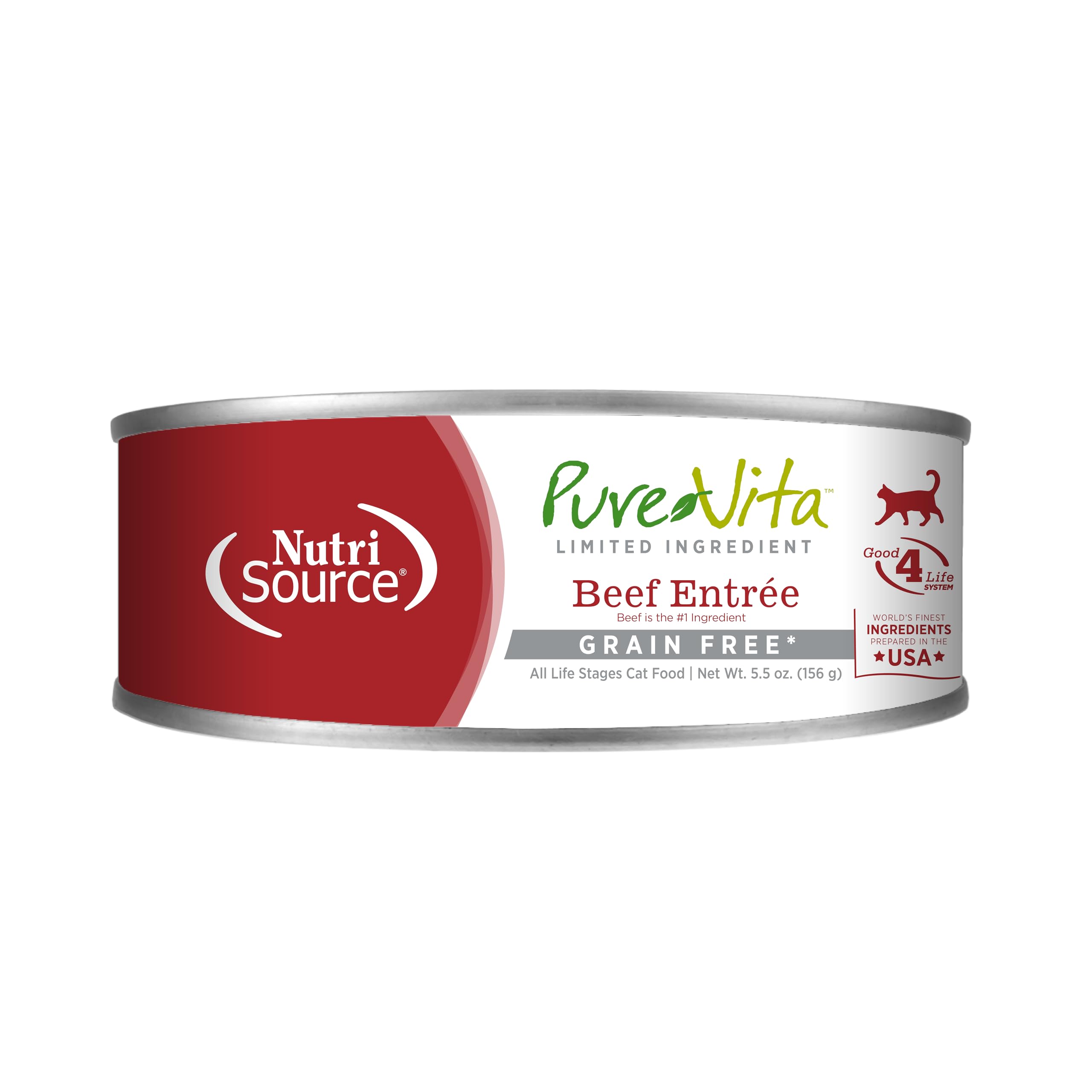 Pure Vita 96% Grain Free Beef & Beef Liver Entr  e Cat 12/5 Oz