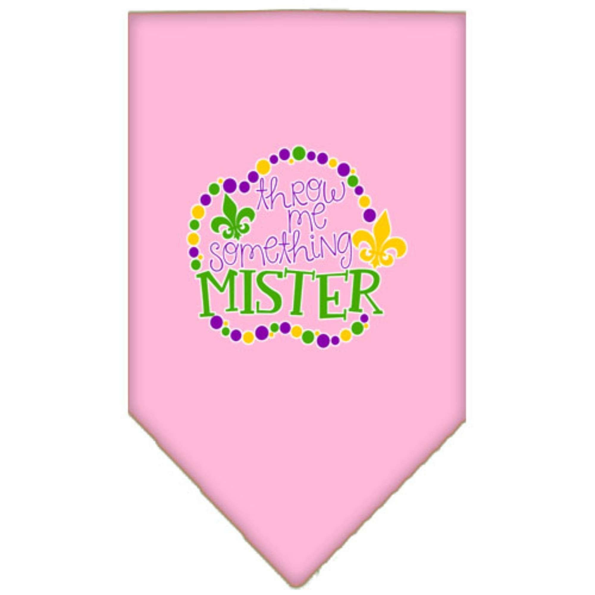 Mirage Pet Product Throw me Something Screen Print Mardi Gras Bandana Light Pink Small