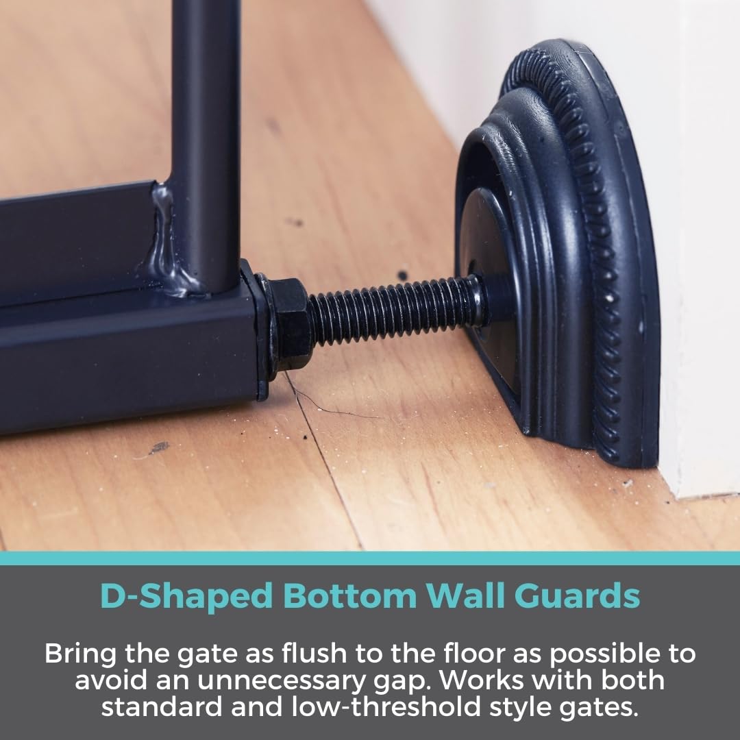 Toddleroo By North States Baby Gate Wall Guards: Provides Extra Safety And Stability For Most Pressure Mounted Baby Gates. Protects Walls From Damage. Pressure Or Hardware Mount. (Pack Of 4, Black)