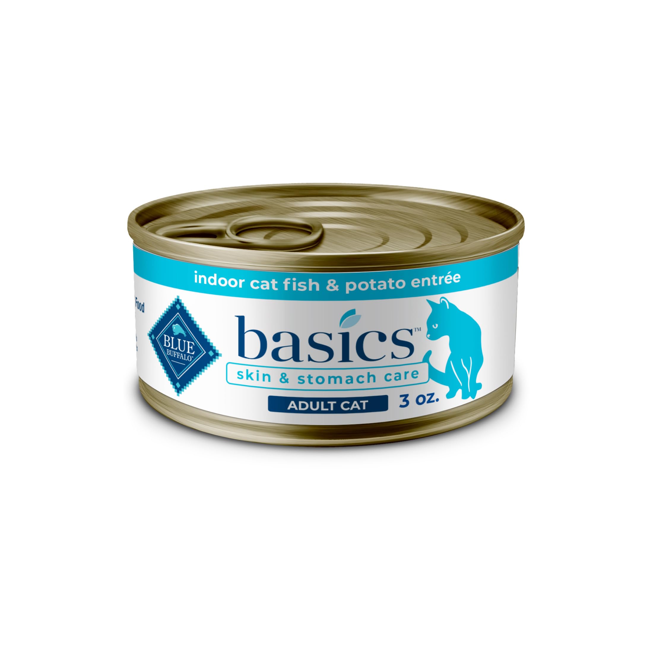 Blue Buffalo Basics Grain-Free Adult Wet Cat Food, Skin & Stomach Care, Limited Ingredient Diet, Fish Recipe, 3-oz. Can, 24 Coun