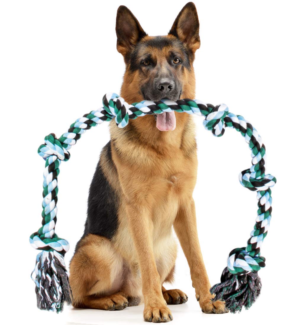 Giant Dog Rope Chew Toys For Extra Large Dogs - 42 Inch, 6 Knot Tough Benefits Non-Profit Animal Rescue - Indestructible Toy For Aggressive Chewers And Large Dog Breeds