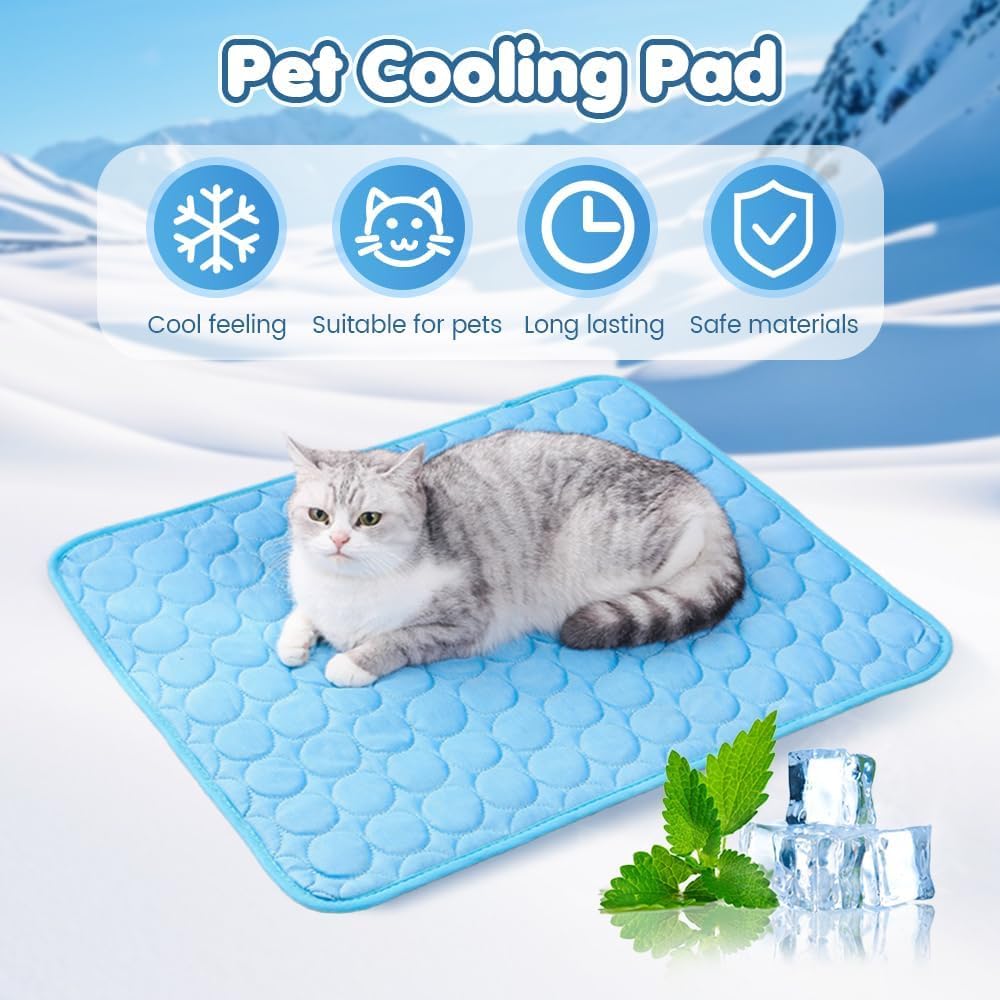 Vaiwenta Dog Cooling Mat, 2025 New Pet Cooling Mats Washable Portable Coolings Pad for Dogs Cats, Pet Sleeping Mat for Home(Blue
