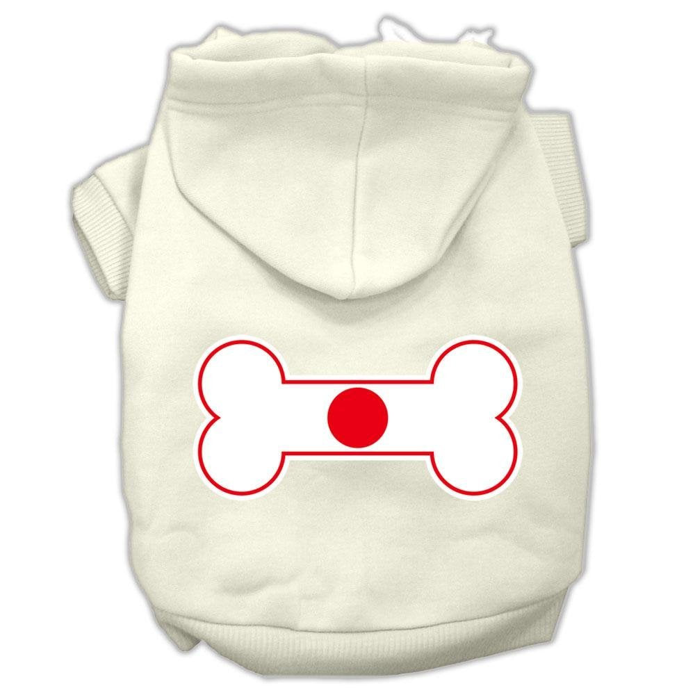 Pet, Dog & Cat Hoodie Screen Printed, Bone Flag Japan Cream 2XL (20-25 lbs.)