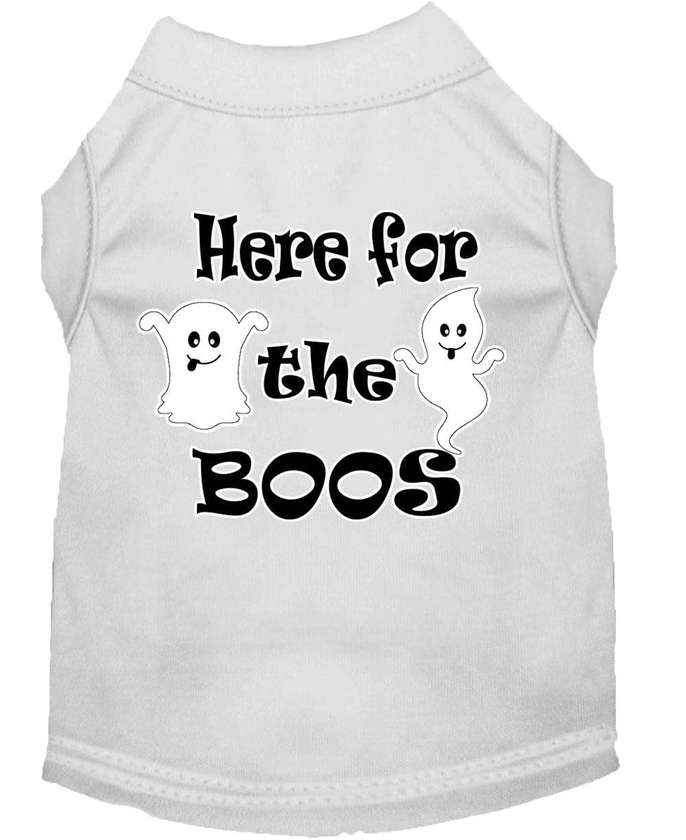 Here For The Boos Screen Print Dog Shirt Red Med 12