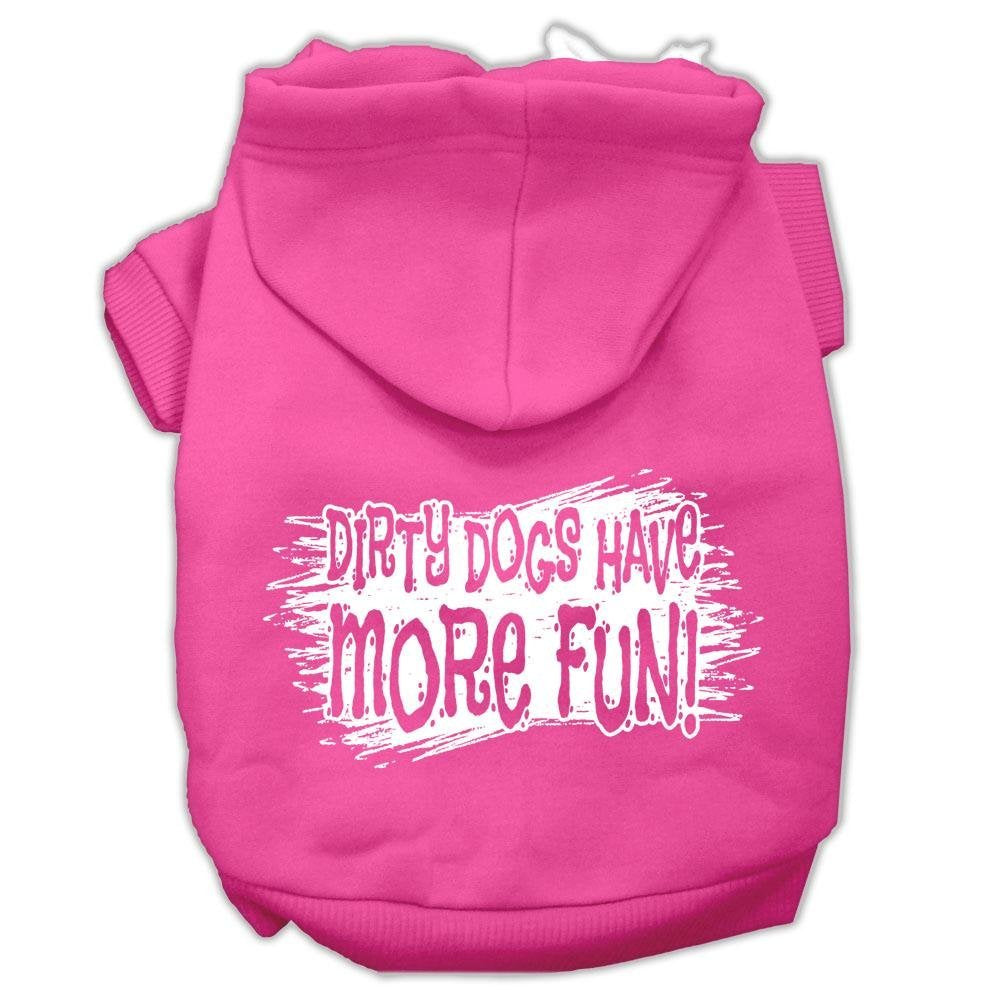 Pet, Dog & Cat Hoodie Screen Printed, 'Dirty Dogs Have More Fun' Bright Pink Lg (10-14 Lbs.)
