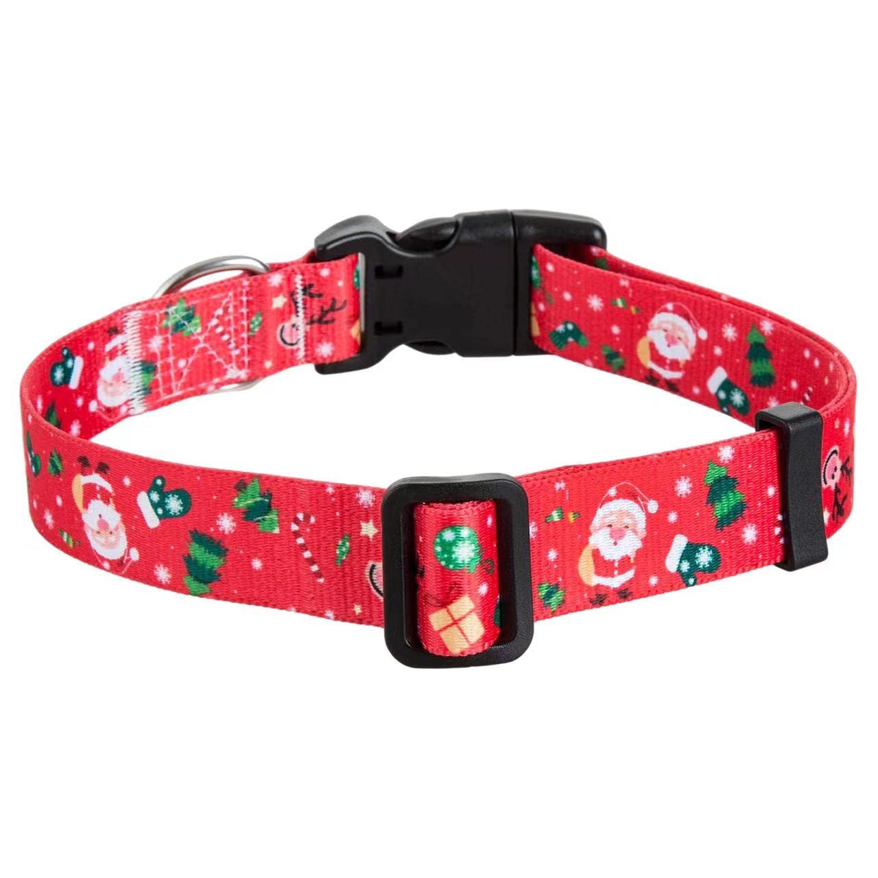 Hqyddmi Christmas Dog Collar With Santa Print, Soft Comfortable Adjustable Collars For Small Medium Large Dogs(Christmas,L)