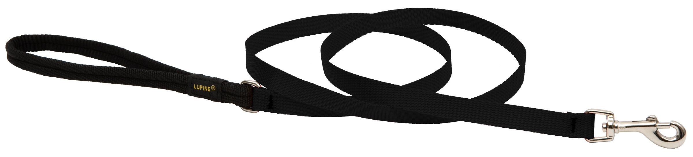 Lupinepet Basics 1/2' Black 6-Foot Padded Handle Leash For Small Pets