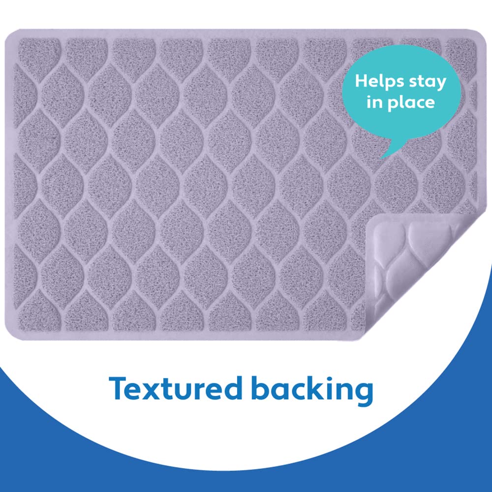 Mighty Monkey Waterproof Bpa Free Cat Litter Box Trapping Mat, Easy Clean Floors, Textured Baking, Soft On Sensitive Kitty Paws, Cats Accessories, Less Waste, Stays In Place, 24X17, Purple