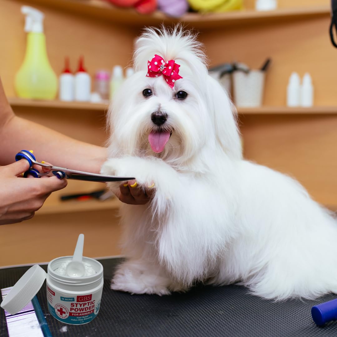 G.B.S 5 oz Styptic Powder for Dogs, Cats & Birds - Quick Blood Clotting for Nail Clipping, Minor Cuts, Tail Docking & Wing Clipp