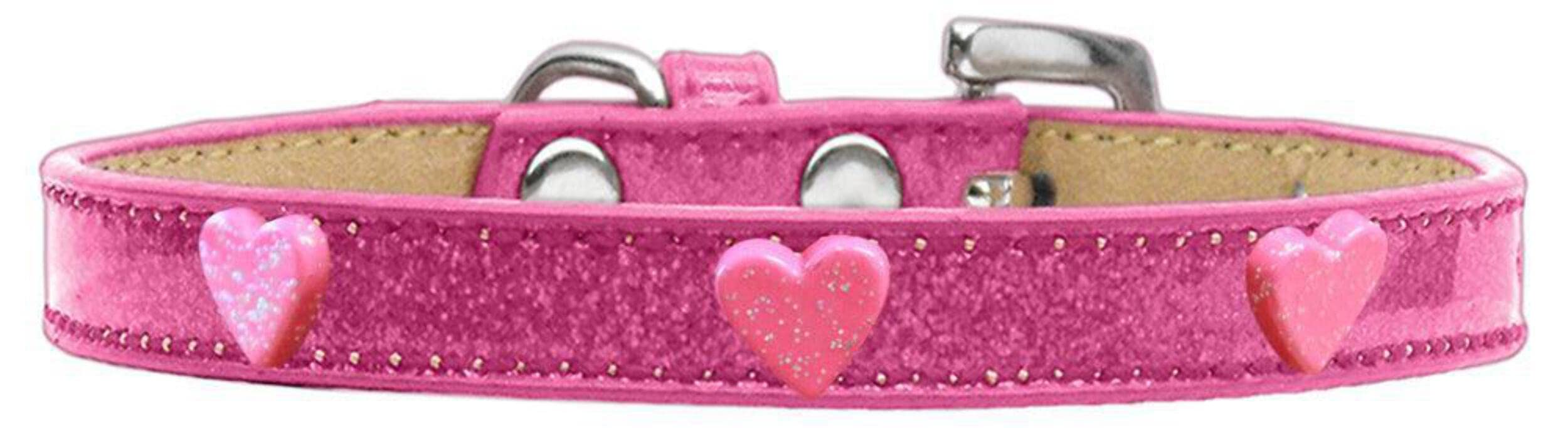 Dog, Puppy & Pet Widget Ice Cream Collar, Pink Glitter Heart Pink 12