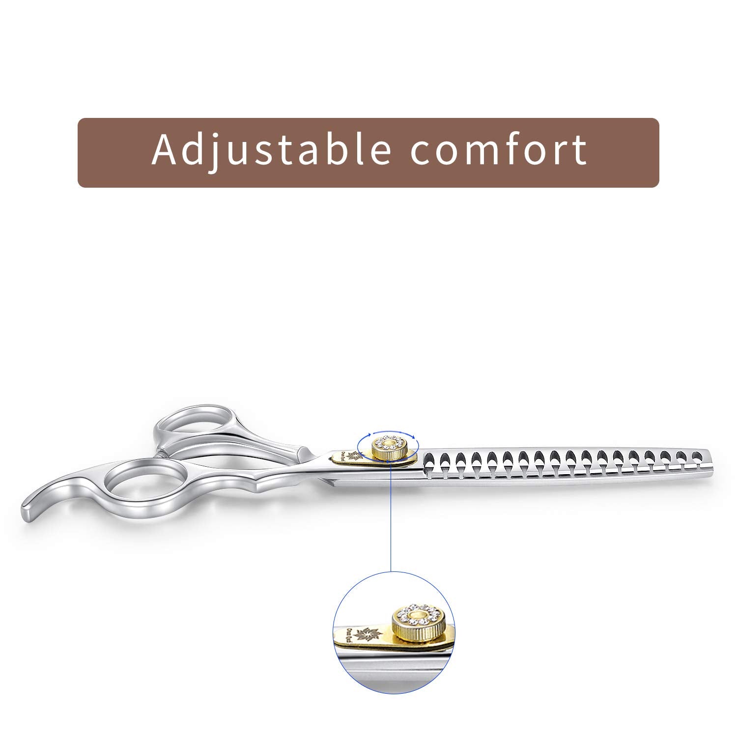 Dream Reach Professional Dog Grooming Straight, Curved, Thinning/Blending/Chunking Scissors Kit, Jp-440C Stainless Steel Pet Cat Hair Cutting/Trimming Shears (7 Inch-Chunker Scissors)