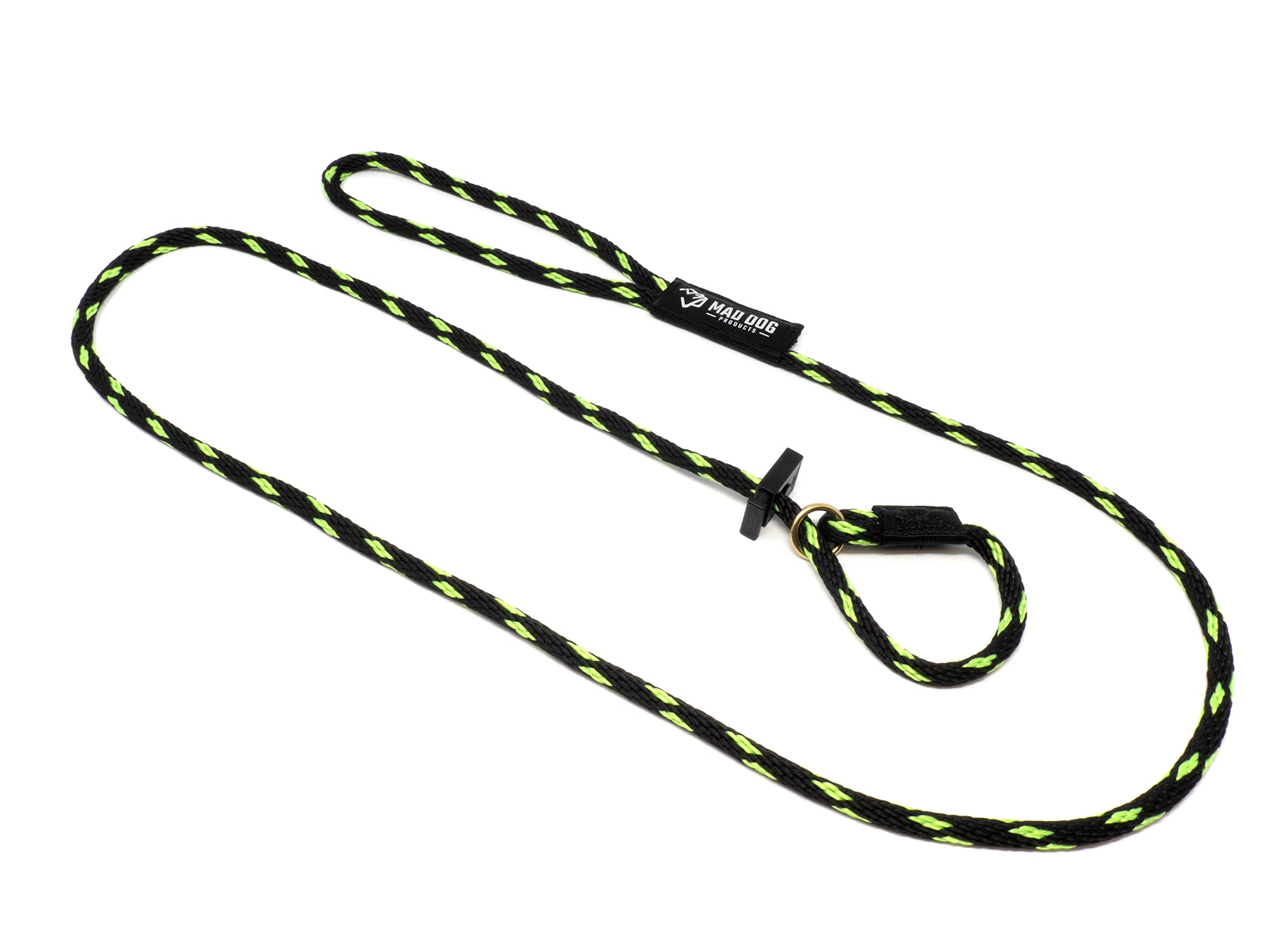 Mad Dog Products English Slip Dog Lead | 3/8 Inch X 8 Feet | Black & Lime