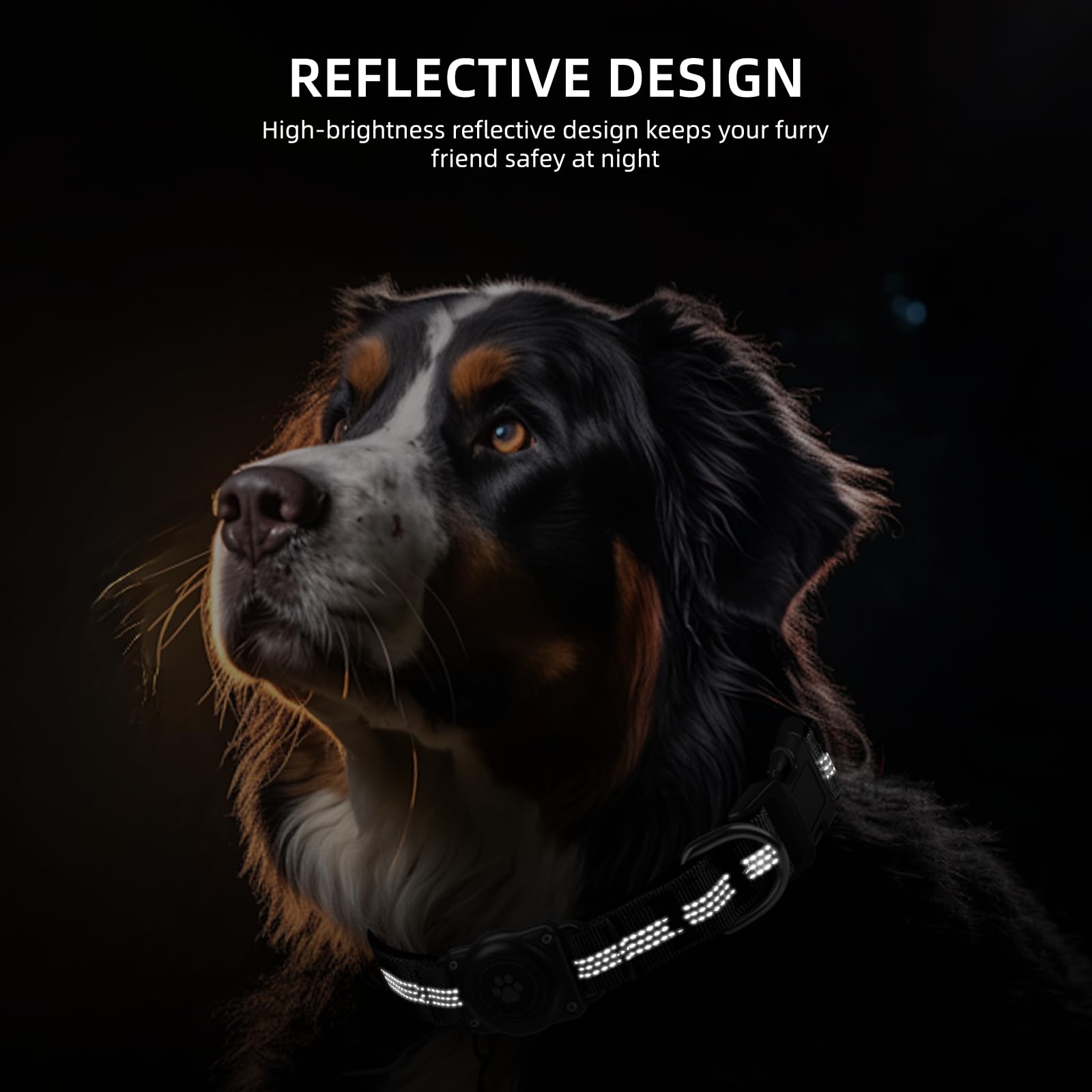 Upgraded Airtag Dog Collar, Ip68 Waterproof Air Tag Dog Collar Holder, Reflective, Ultra-Durable, Comfortable Padded, Heavy Duty Dog Collars For Small Medium Large Dogs (S (10.6'-13.6'), Black)