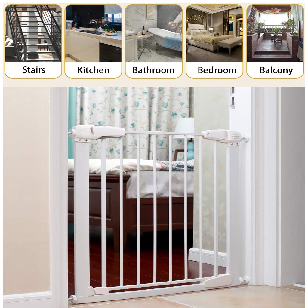 Ownmy M10(10Mm/0.39') Gate Adapter 4Pcs Gate Threaded Spindle Rod Accessory Pressure Gate Replacement Parts Screw Mounted Bolts Kit For Pets Gates Stair Railing Gates, White