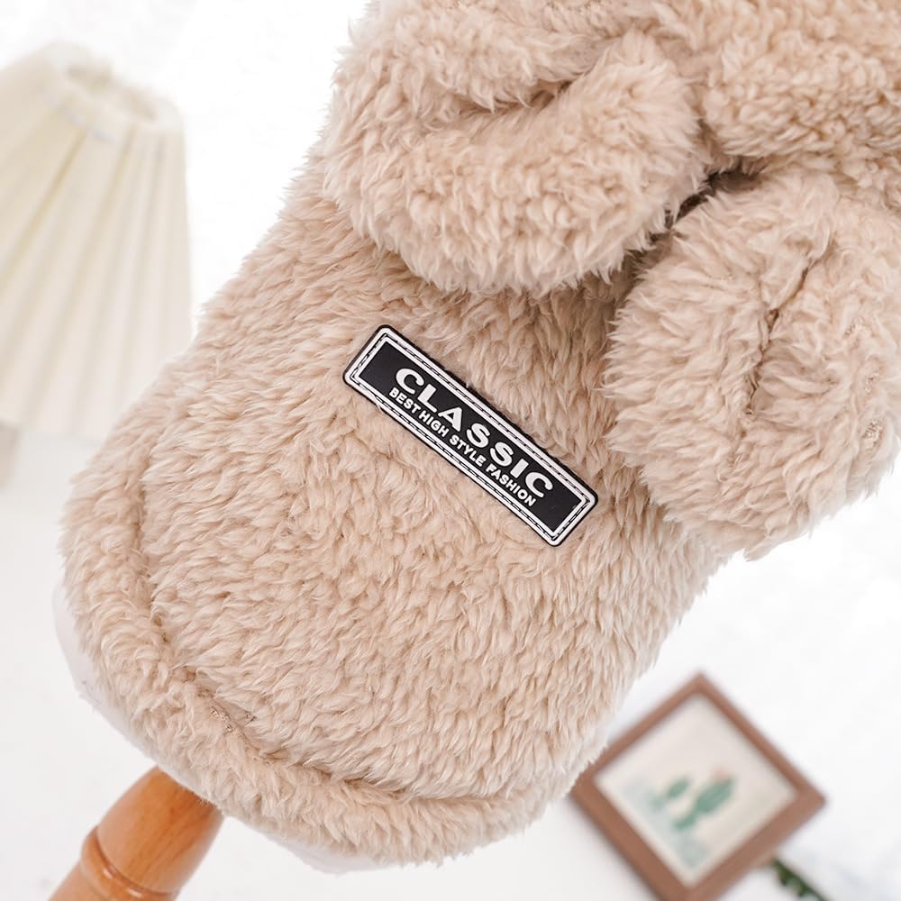 Cat Bunny Ears Costume Cute Dog Kitten Hoodies Sweater Rabbit Ears Puppy Pet Apparel (Small,Beige)