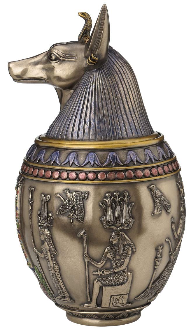 Rare Egyptian Anubis Dog Memorial Urn Canopic Jar