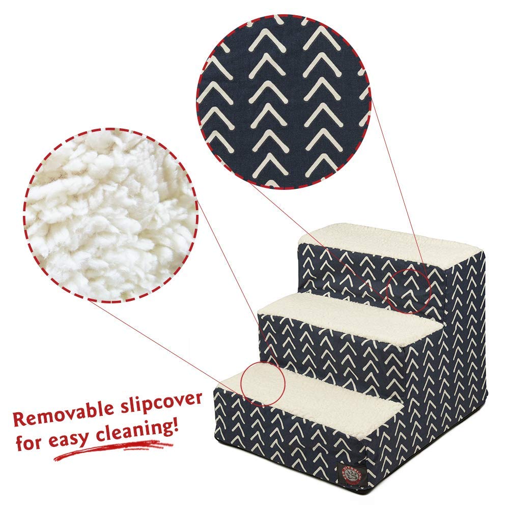 Majestic Pet 3 Step Portable Dog Stairs for Small Dogs to Get on Bed Supports 250 lbs or Less - Dog Steps for High Bed with Mach