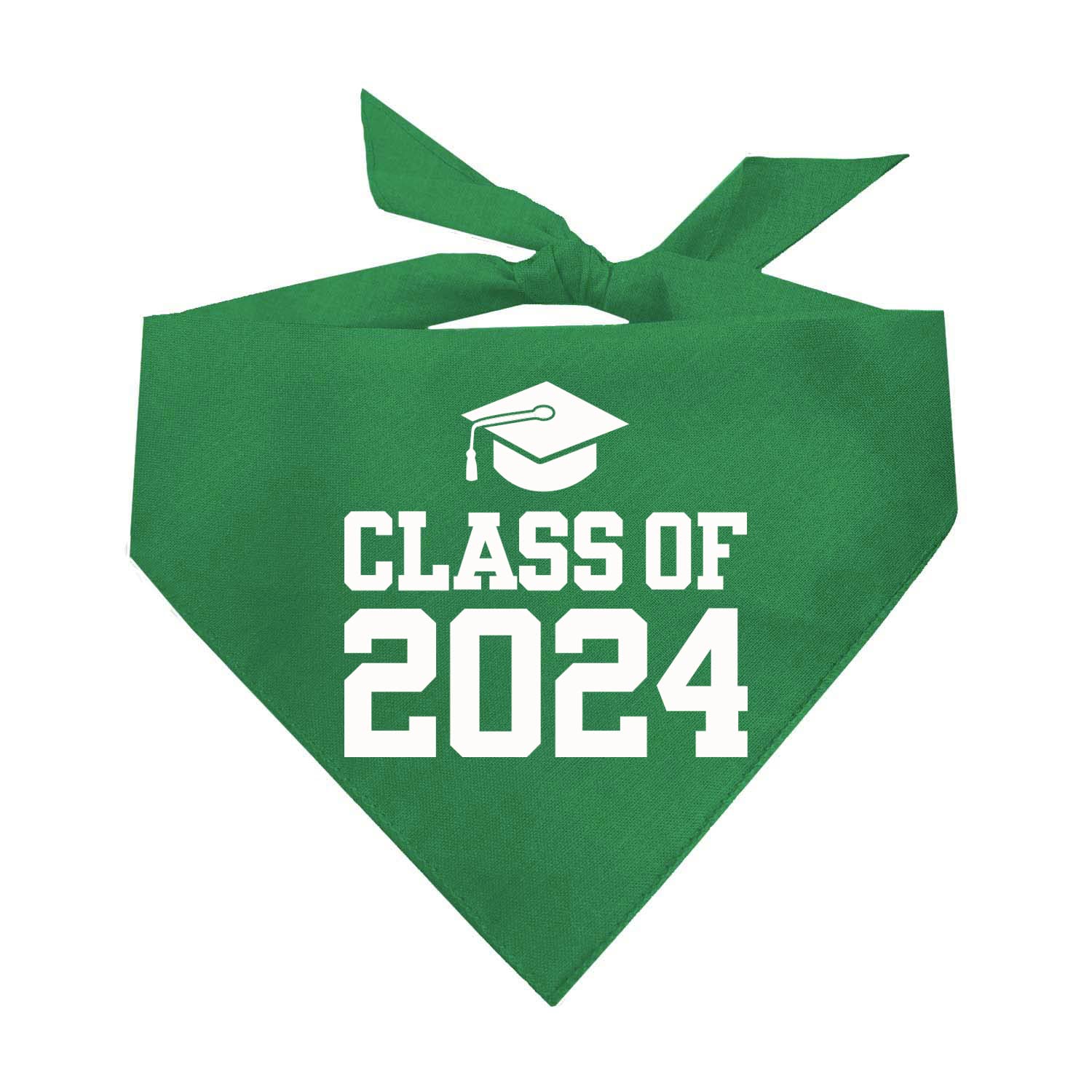 Class Of 2024 Dog Bandana | 100% Cotton Triangle | School Graduation Ceremony Party | Mom Dad Graduating Prop | 643 Green, One S