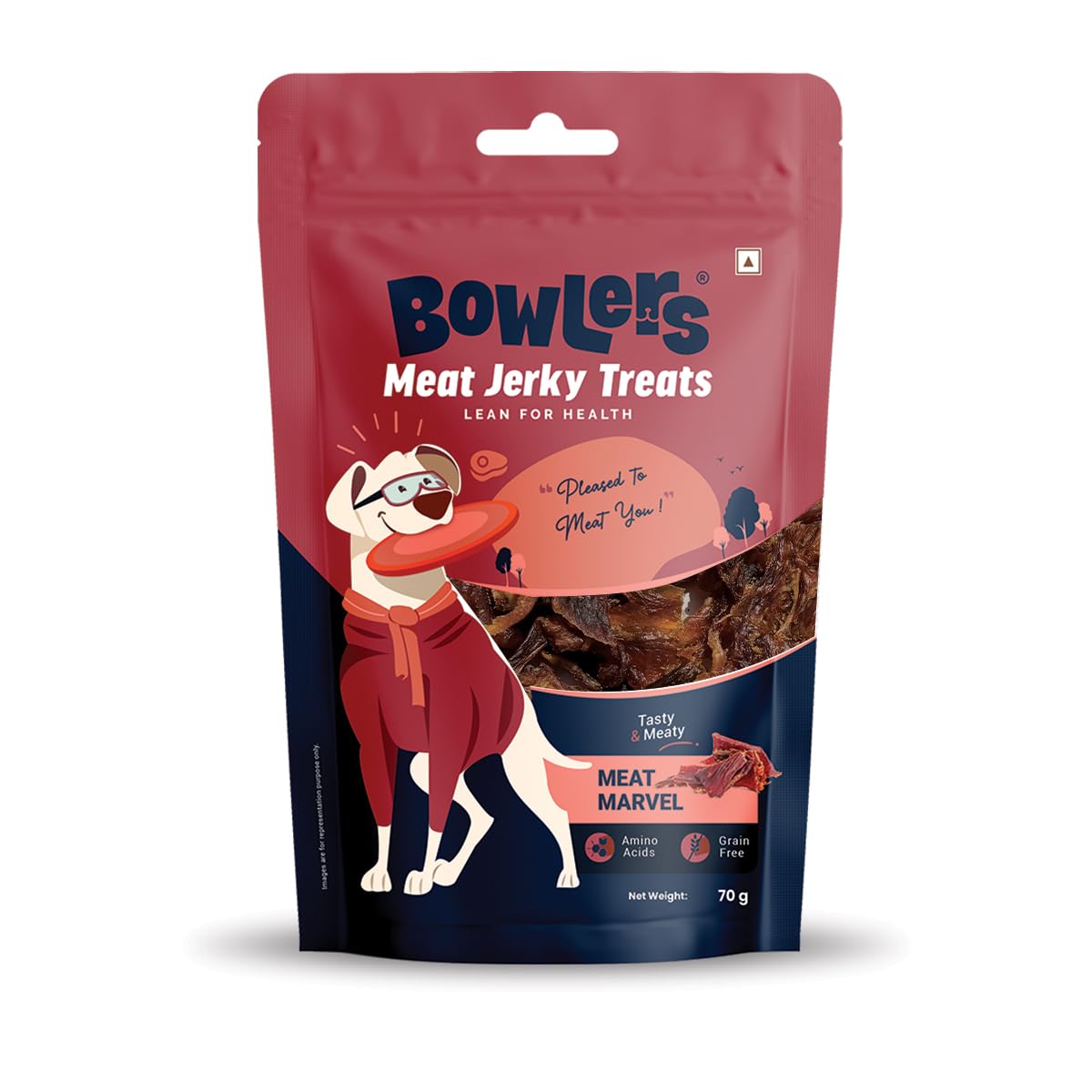 Bowlers Dog Treats Meat Jerky| 70g | High on Protien |Low in Fat | Grain Free | Handmade Treats