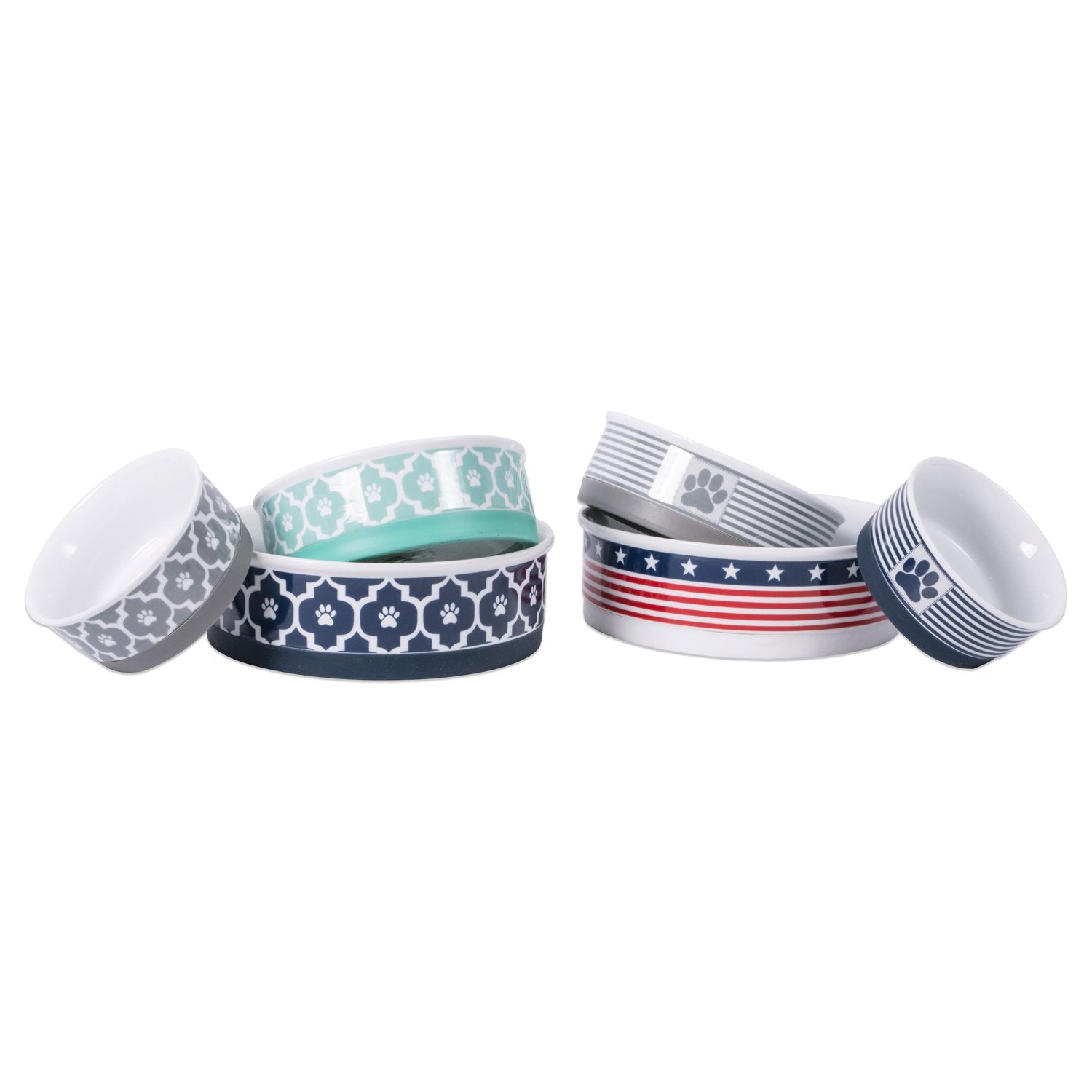 Bone Dry Lattice Collection Pet Bowl & Canister, Single Dish, Small 4.25x2, Aqua