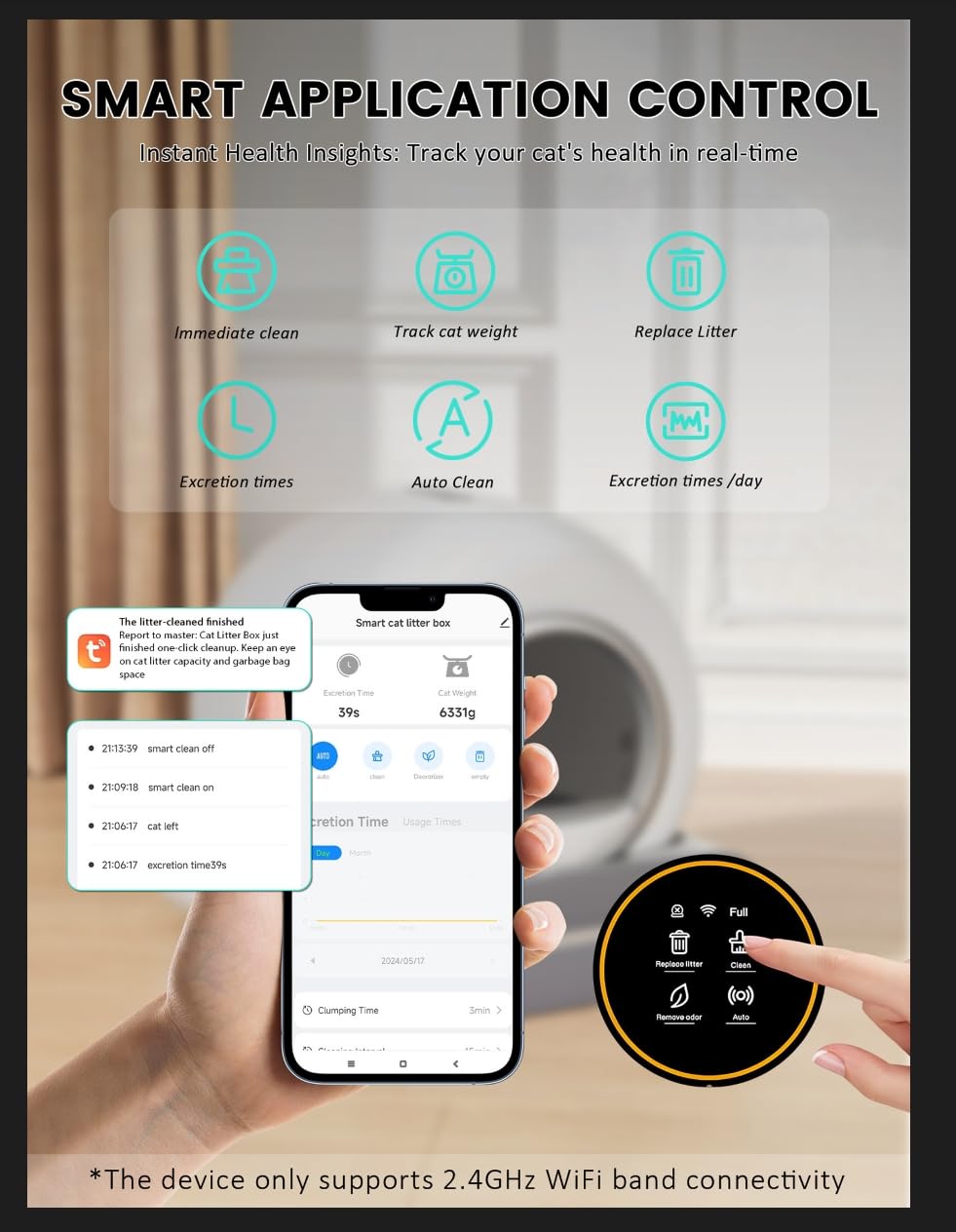 Automatic Litter Box, Upgraded Robot Self Cleaning Litter Box for Multiple Cats, 65L+9L Extra Large, Features Negative ion Steri