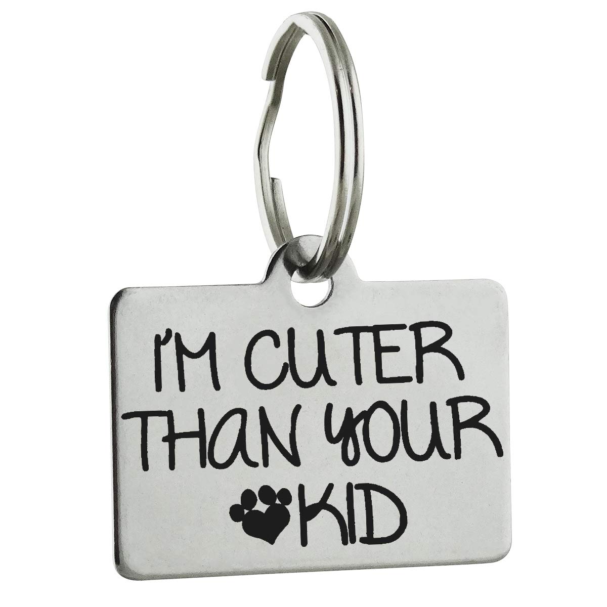 I'M Cuter Than Your Kid Personalized Pet Id Tag - 32Mm X 22Mm Double Sided Laser Engraved For Dog Or Cat