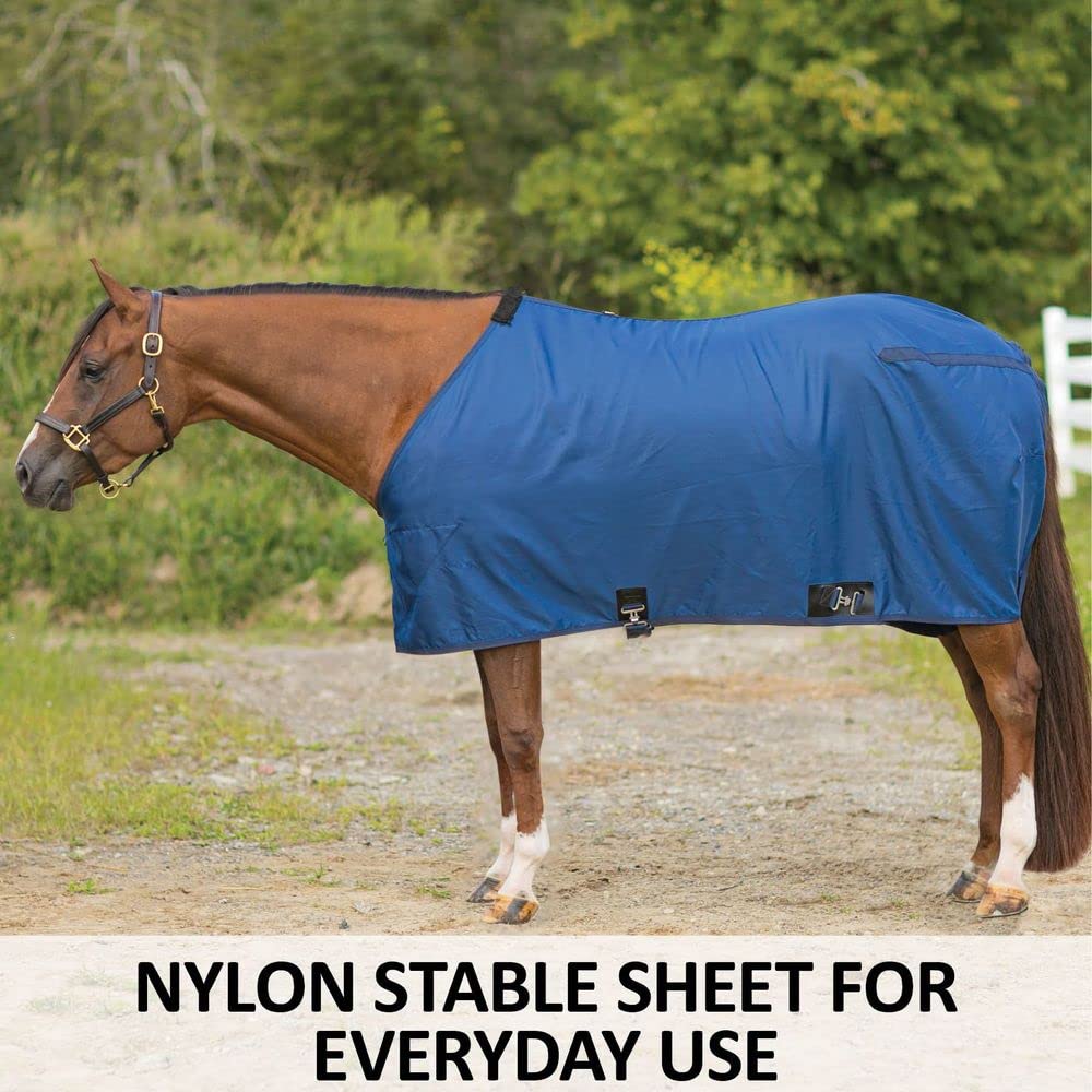 Dura-Tech Closed Front Nylon Horse Stable Sheet | Color Navy | Size 82 | Everyday Use | Breathable 420D Nylon | Contour Cut | Fl