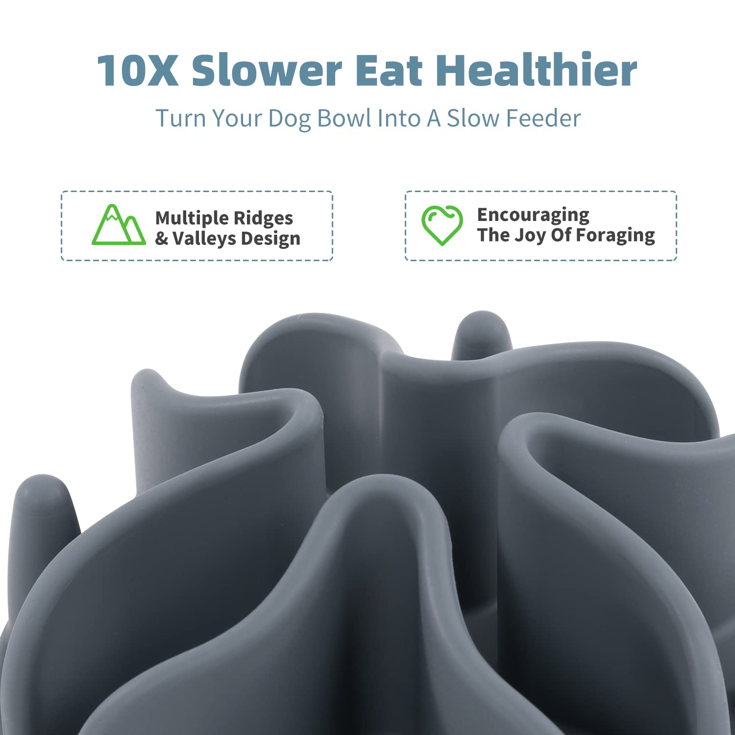 Jaoul Small Breed Slow Feeder, Puzzle Slow Feeder with 21 Octopus Suction Cups for Small Breed Dog Bowls Insert 4'' (Grey)