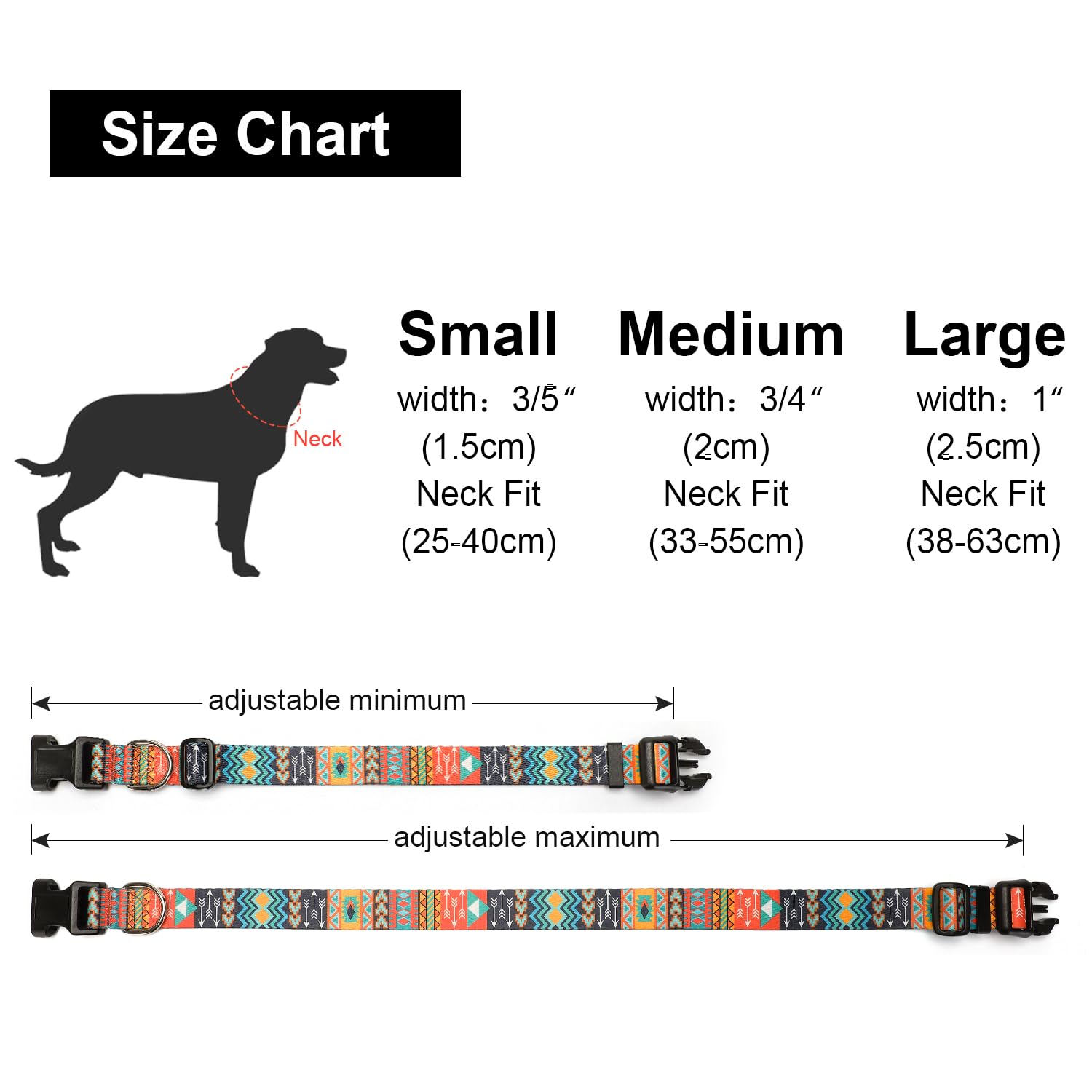 Suredoo Adjustable Dog Collar With Patterns, Ultra Comfy Soft Nylon Breathable Pet Collar For Small Medium Large Dogs (S, Tribal)