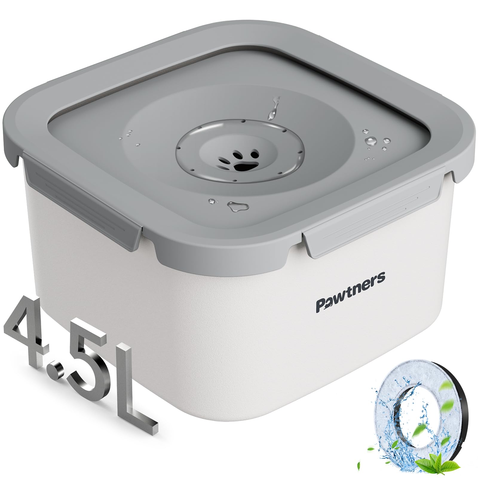 Dog Water Bowl No Spill, 4.5L Stainless Steel Dog Floating Bowl, Slow Water Bowl For Dog With Filter, Non-Slip Base, No Splash W