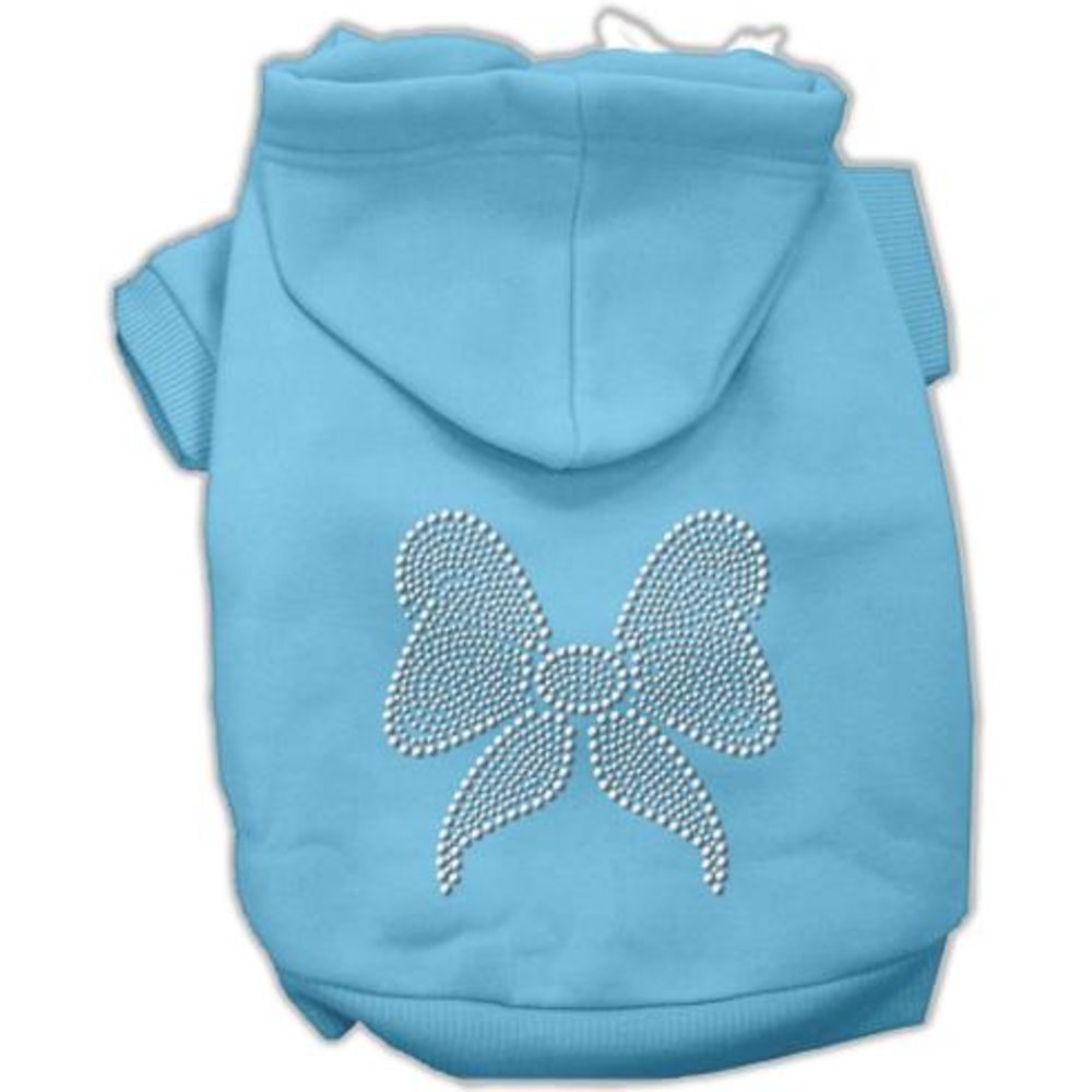 Christmas Pet Dog & Cat Hoodie Rhinestone, &quot;Bow&quot; Baby Blue LG (10-14 lbs.)