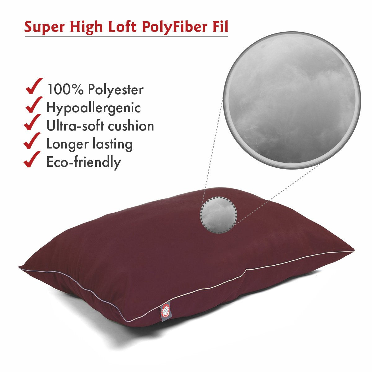 Majestic Pet Rectangle Large Dog Bed Washable – Non Slip Comfy Pet Bed – Dog Crate Bed Super Value Pillow Dog Bed – Dog Kennel Bed For Sleeping - Dog Bed Large Breed 46 X 35 Inch – Solid Burgundy
