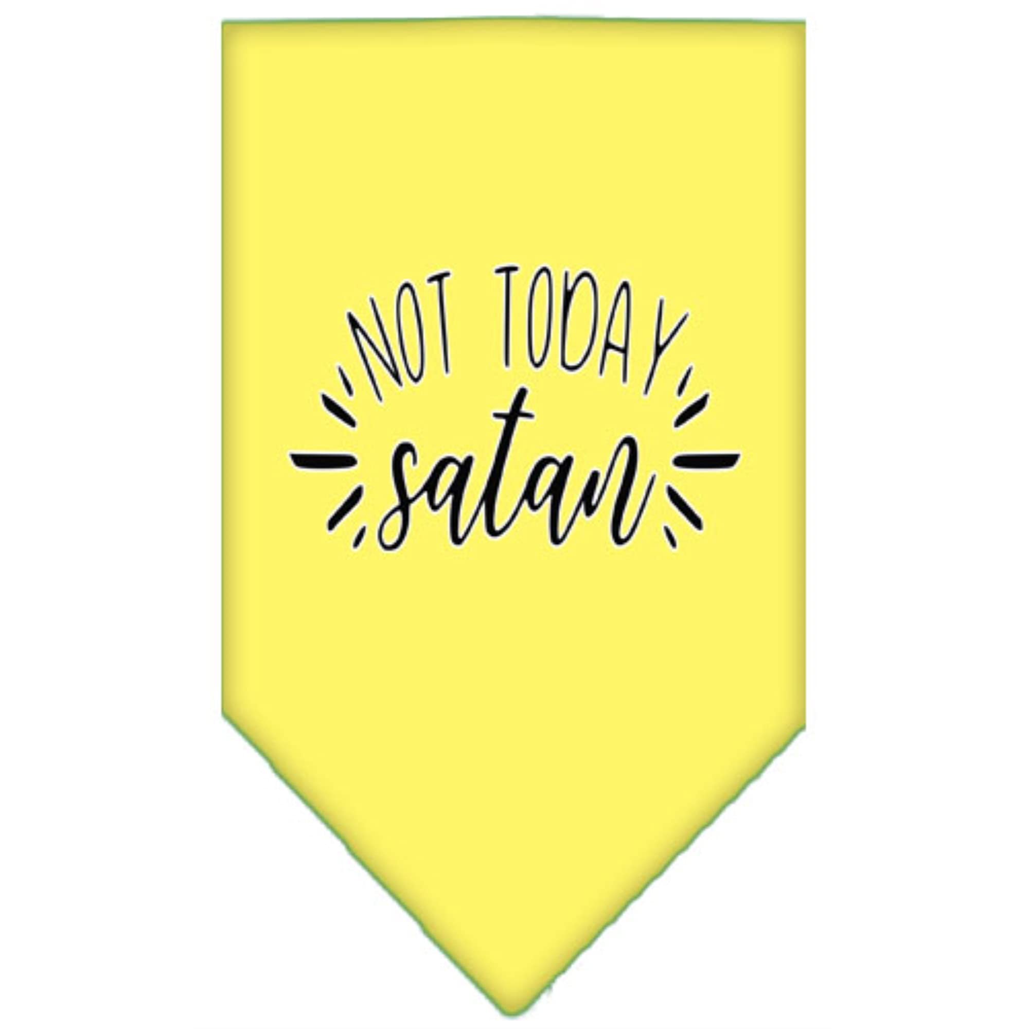 Pet and Dog Bandana Screen Printed, &quot;Not Today Satan&quot; Yellow Small