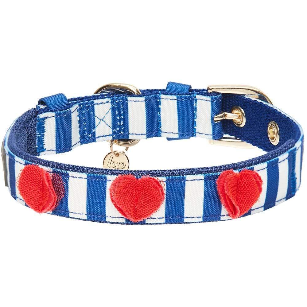 Blueberry Pet 4 Patterns Bon Voyage Sea Lover Adjustable Dog Collar In Chunky Nautical Blue Stripes, Neck 17-20.5'', For Large B