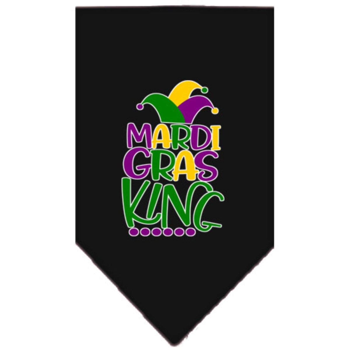 Pet and Dog Bandana Screen Printed, &quot;Mardi Gras King&quot; Black Small