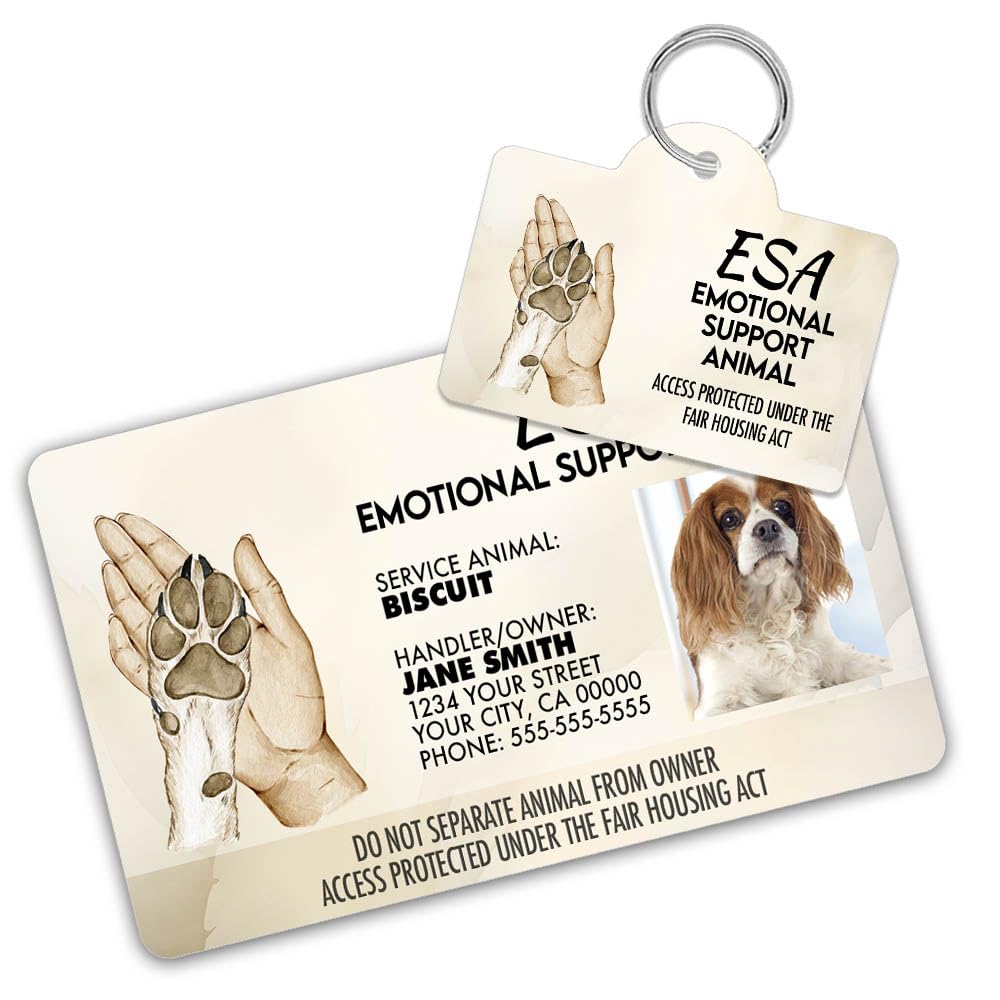 Emotional Support Animal Custom Dog Tag For Pets And Wallet Card - Esa Pet Id Tag - Emotional Support Animal Identification - Es