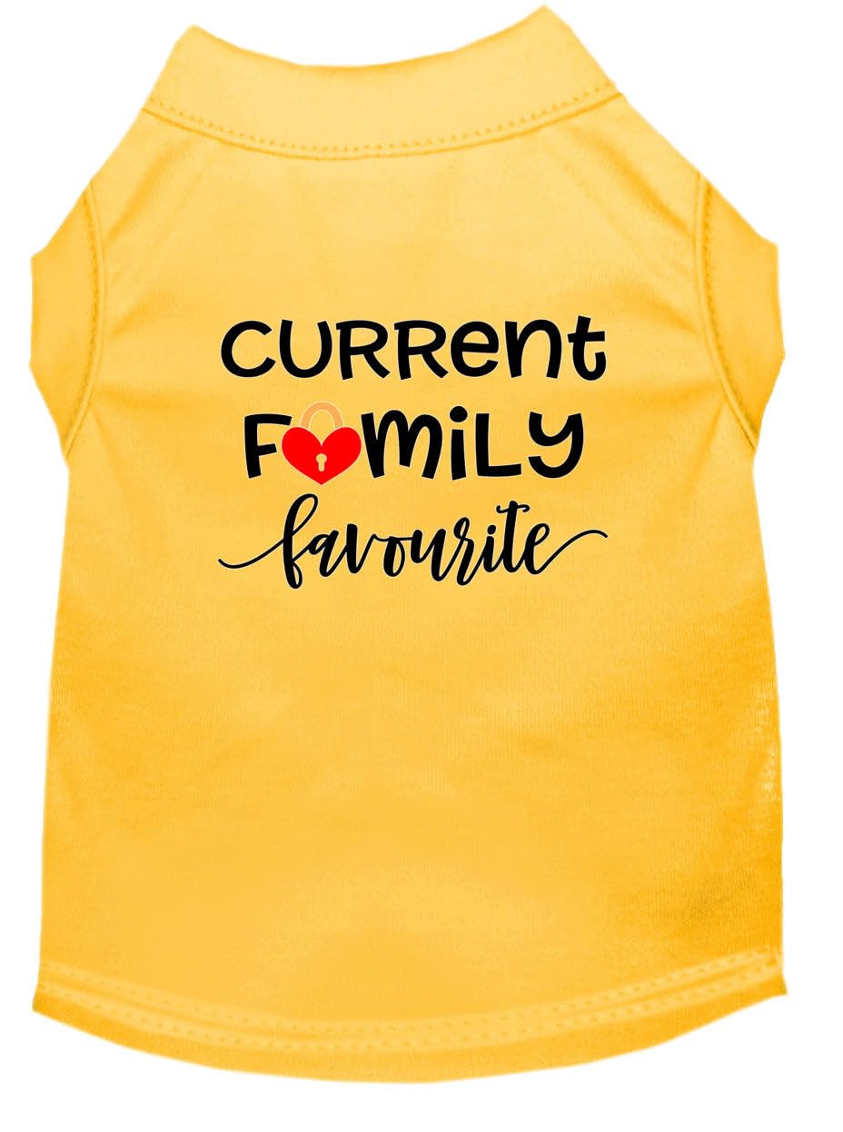 Pet Dog & Cat Shirt Screen Printed, &quot;Current Family Favorite&quot; Yellow MD (6-10 lbs.)