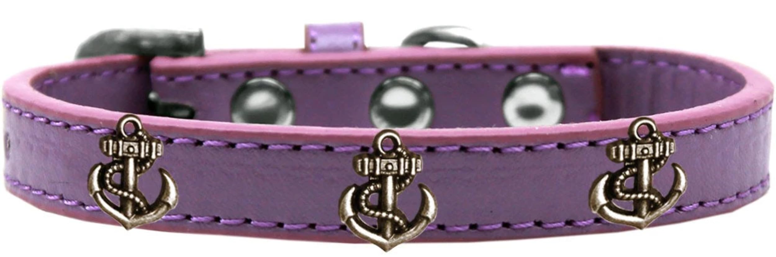 Dog, Puppy & Pet Widget Fashion Collar, Bronze Anchor Bright Pink 16