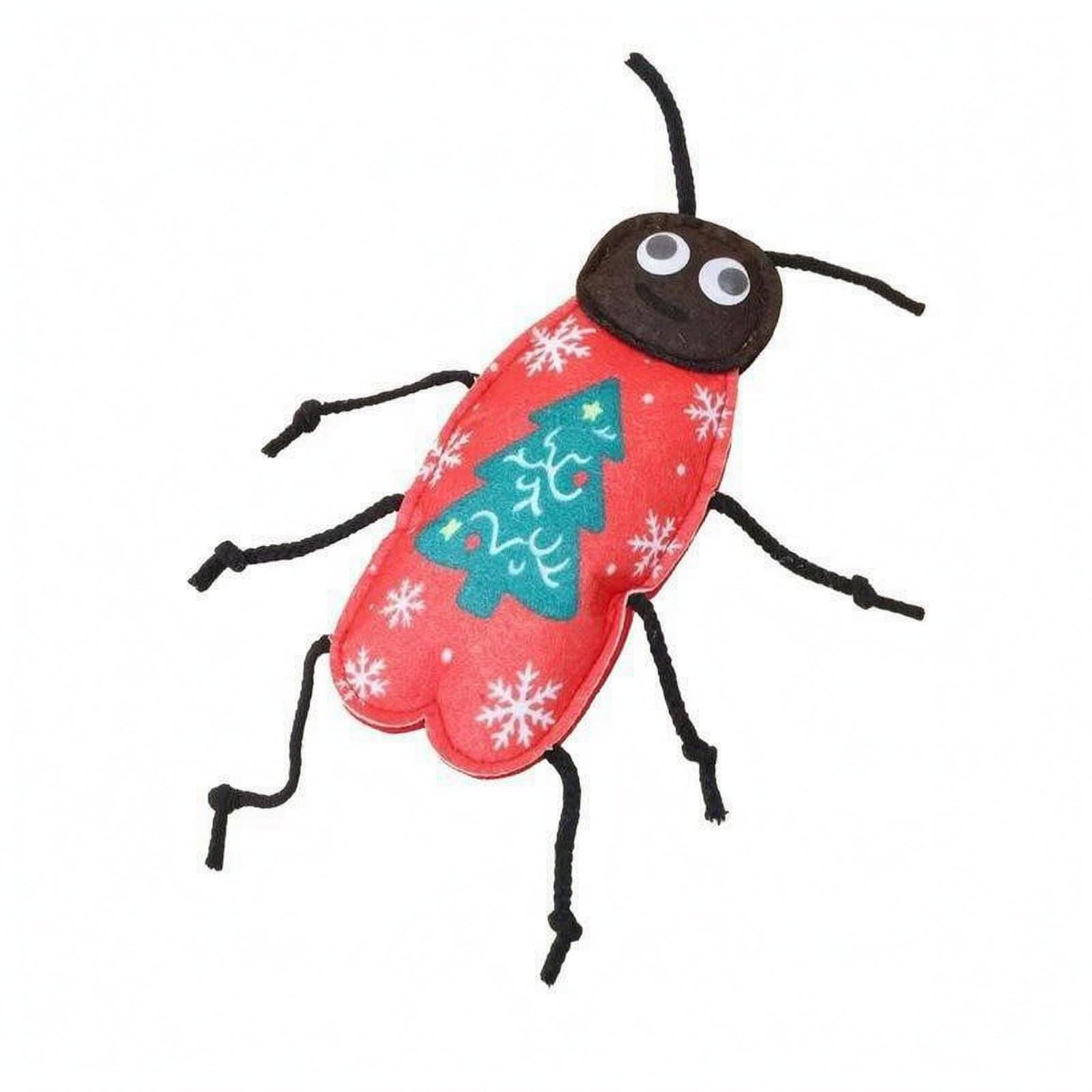 Ecomistiq Stitched Cockroach Feline Toy Printed Markings Felt Bug Toy Cartoon Eyes Stuffed Feline Teaser For Cats, Kittens, Play