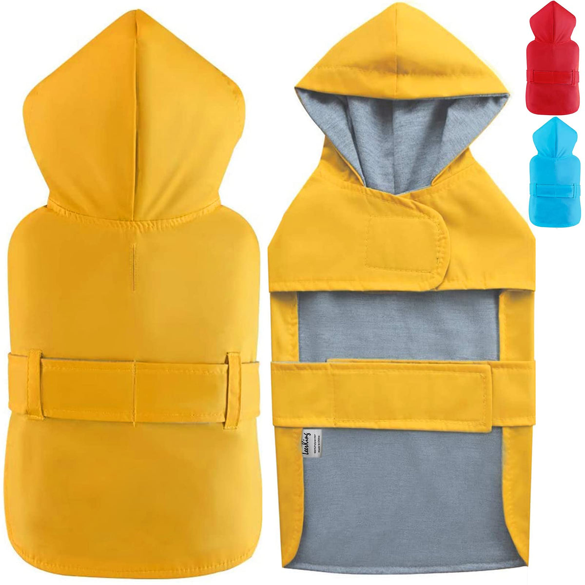 Leerking Raincoat For Dogs - Hooded With Leash Hole, Waterproof Double Layer Coat Jacket With Lining, 10 Sizes For Small Medium 