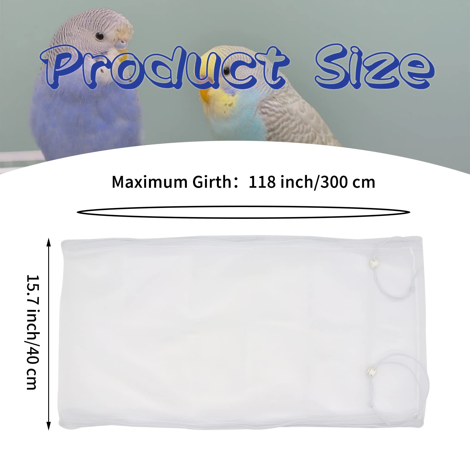 Daoeny 2Pcs Large Bird Cage Cover, Adjustable Parrot Nylon Airy Soft Mesh Net, Universal Seed Feather Catcher, Birdcage Cover Skirt Sheer Guard For Parakeet Macaw Round Square Cages