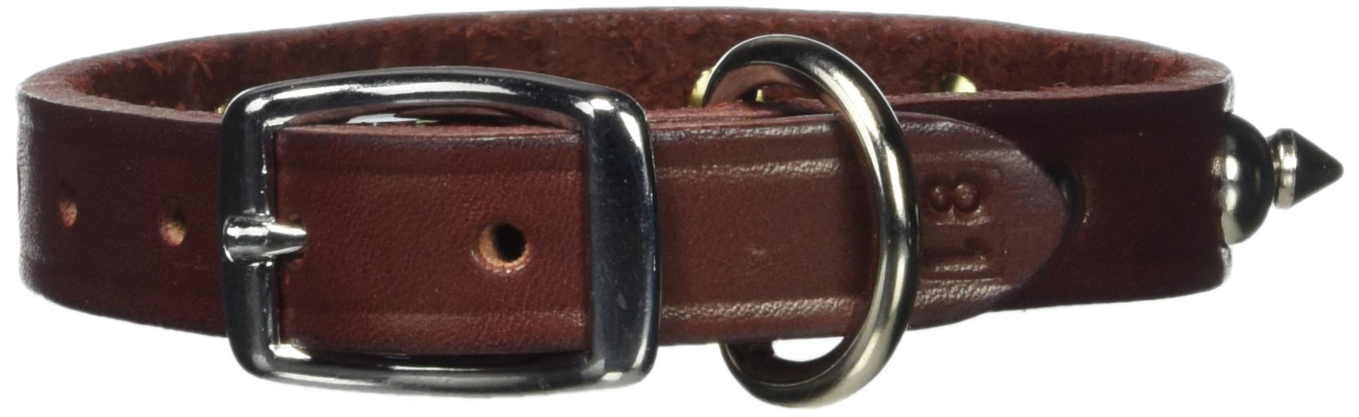 Omnipet Leather Brothers 102Lks-Bu18 3/4 X 18-Inch Regular Spiked And Studded Latigo Leather Dog Collar, Large, Burgundy