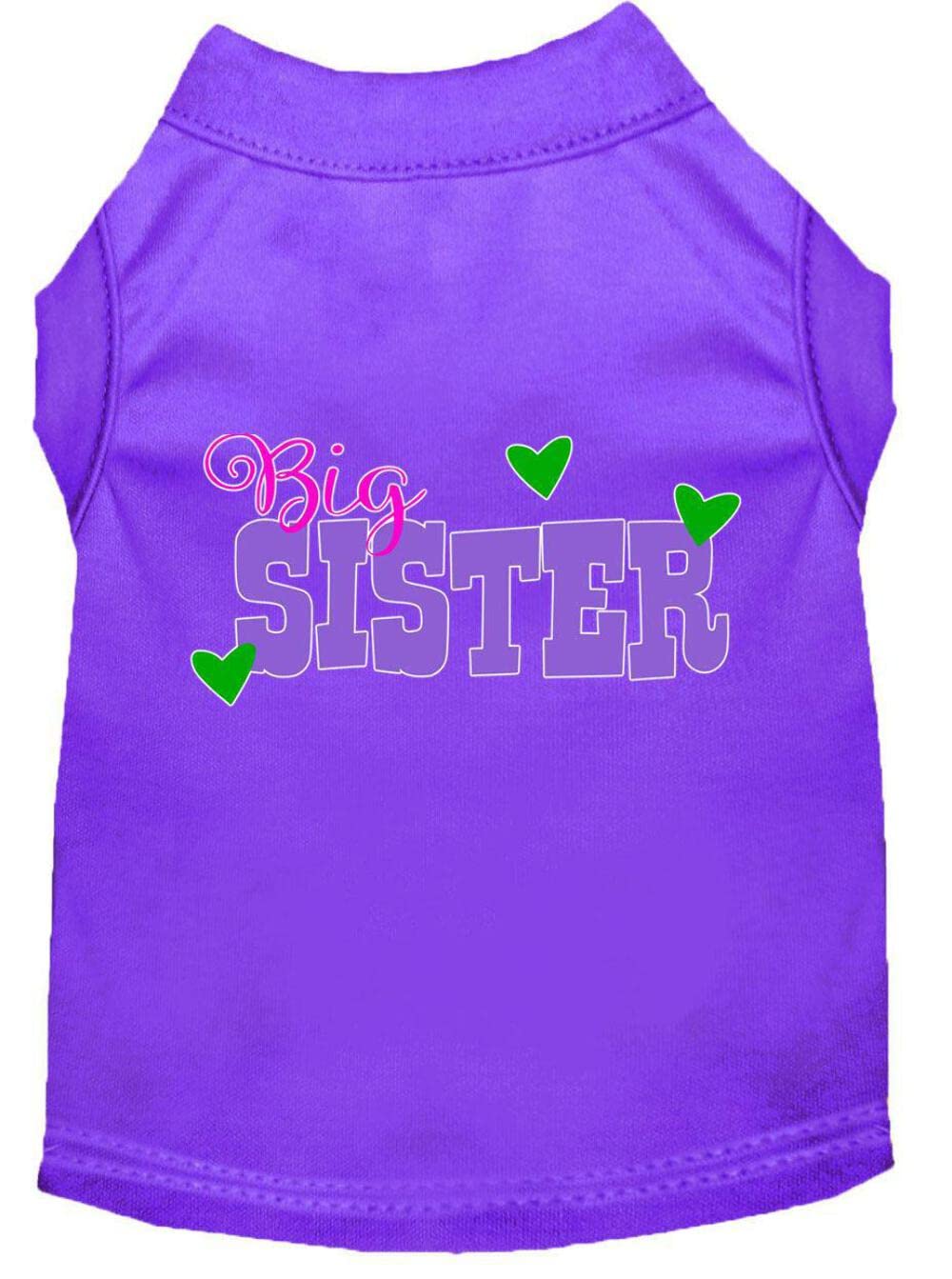 Pet Dog & Cat Shirt Screen Printed, &quot;Big Sister&quot; Purple XL (14-20 lbs.)