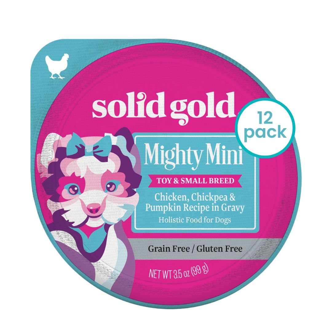 Solid Gold Wet Dog Food for Small Dogs - Mighty Mini Grain Free Wet Dog Food Made with Real Chicken, Chickpeas and Pumpkin - for
