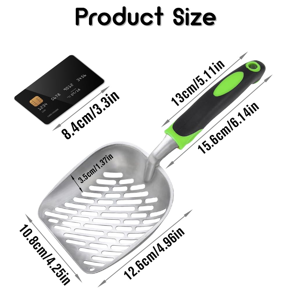 Apidgrowth Cat Litter Scoop,Long Handle Cat Scooper,Stainless Steel Metal Scoop,Poop Sifting,Mesh Shovel,Suitable For Cat Litter