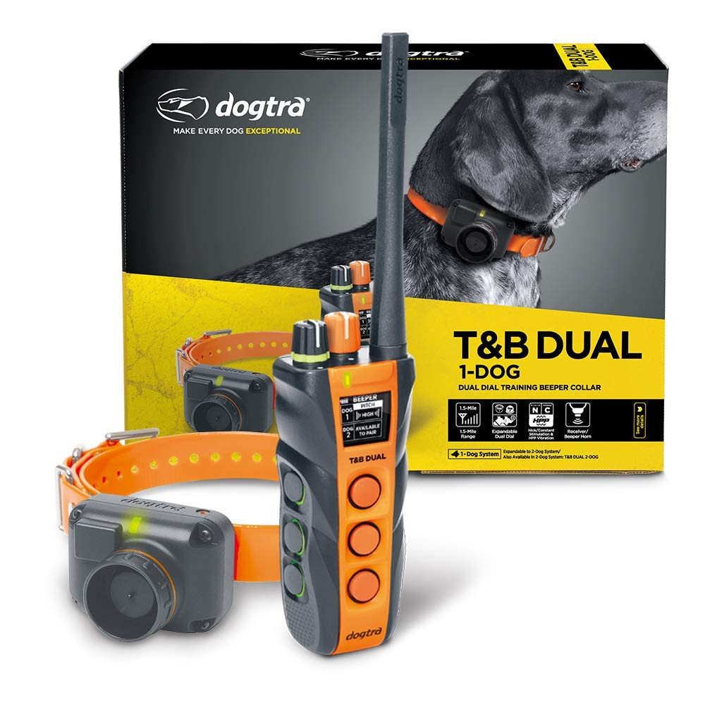 Dogtra T&B Dual 1-Dog Long Range 1.5-Mile Expandable Dual Dial Training & Beeper Remote Dog Training E-Collar For Upland Gun Dog