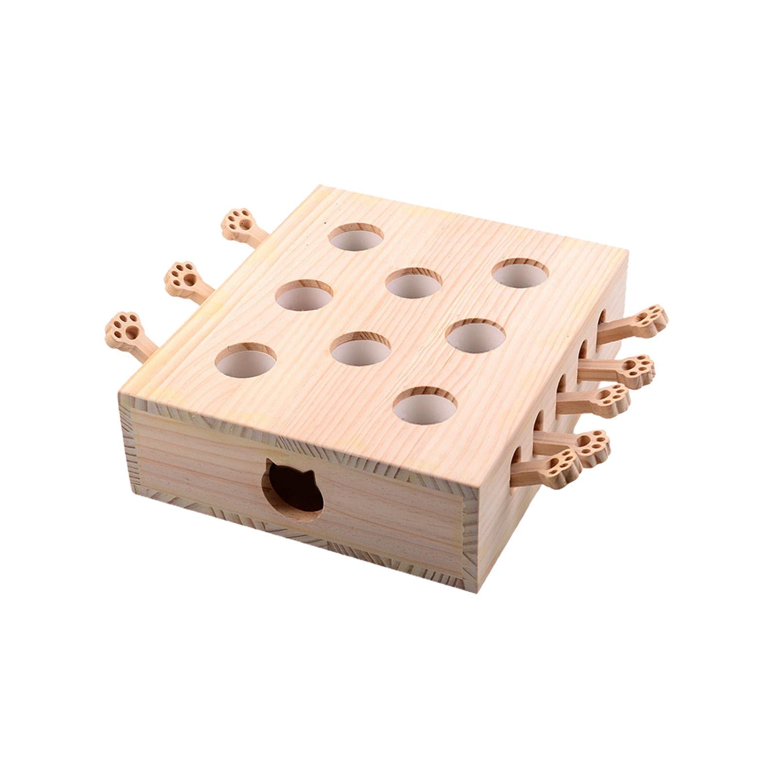 Myaddiction Wooden Cat Toys Whack Mole Kitty Catching Maze Box Pet Supplies Interactive Mice Shape