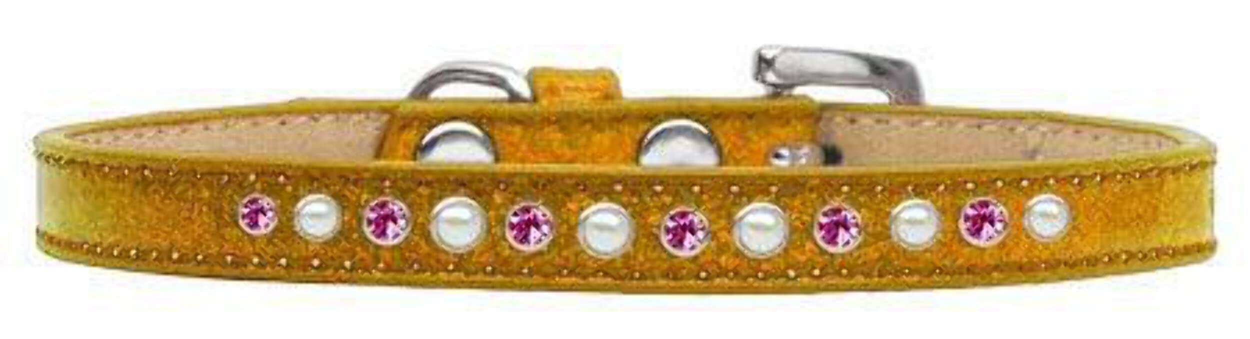 Dog, Puppy and Pet Ice Cream Collar, "Pearl & Pink Crystal Rimsets" Black 10