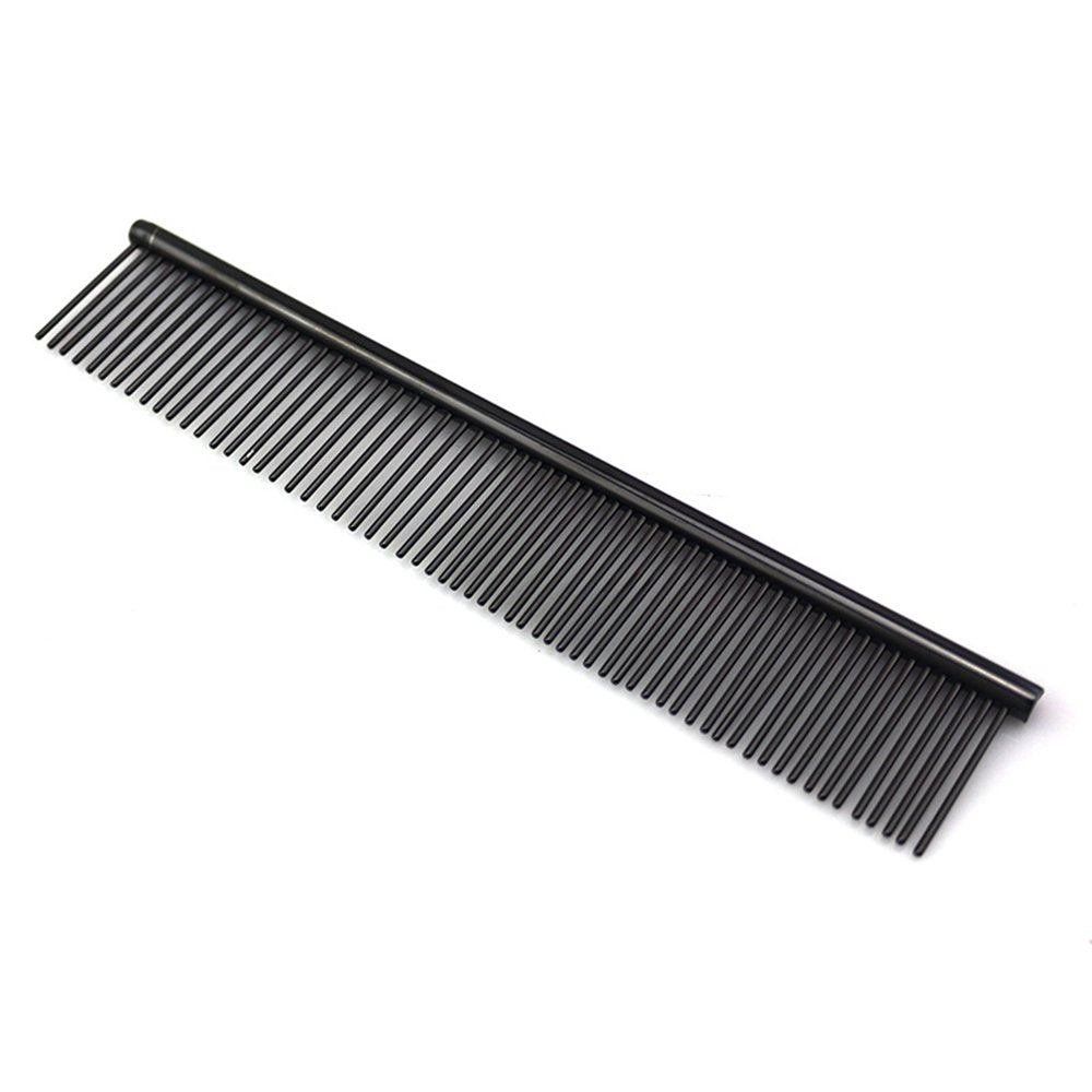 Zocr Stainless Steel Pet Comb For Dogs Cats, Pet Grooming Comb With Different Spaced Rounded Teeth (Black)